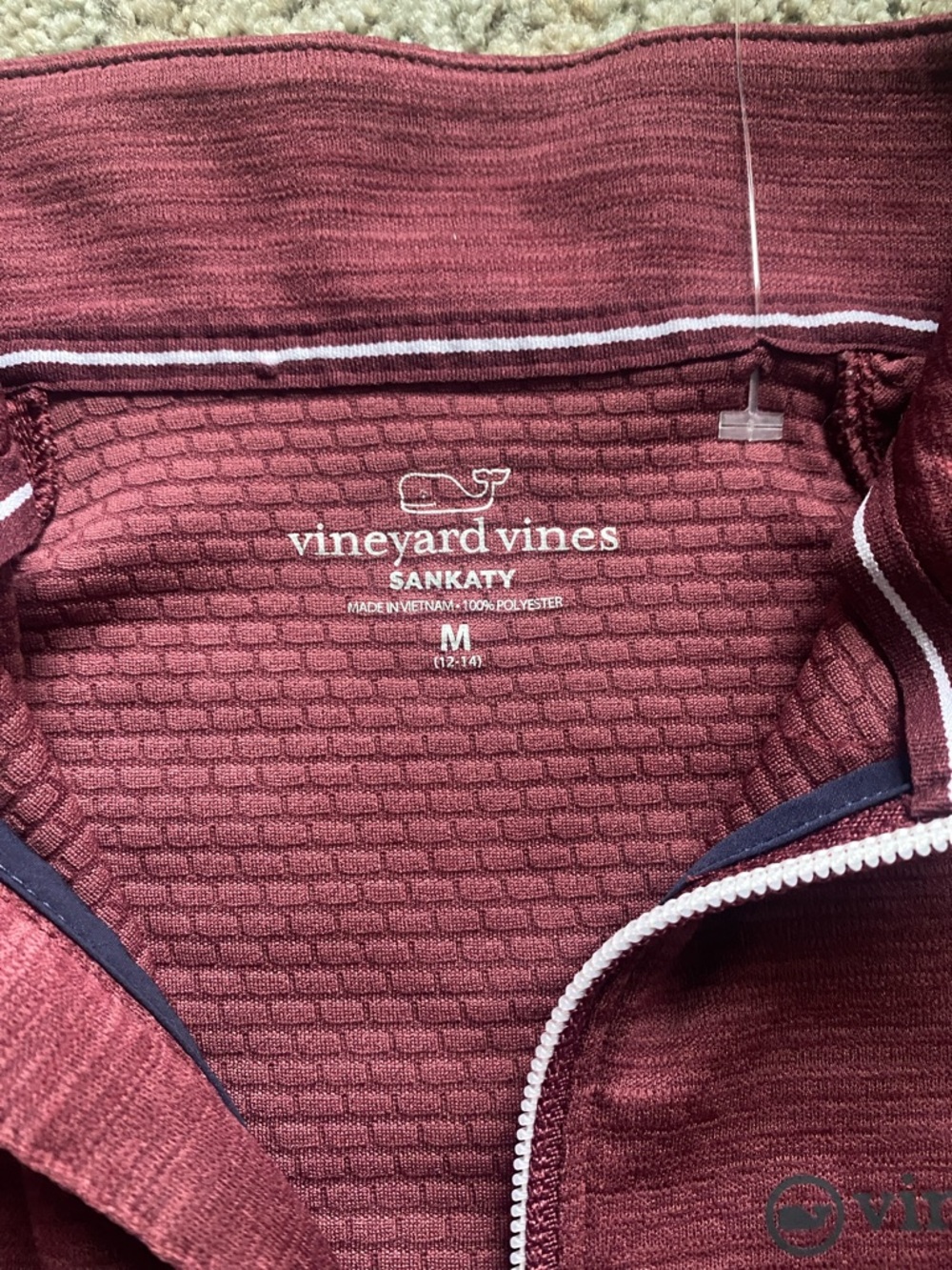 Vineyard vines sankaty Maroon quarter-Zip Pullover medium 12-14 - Picture 2 of 4